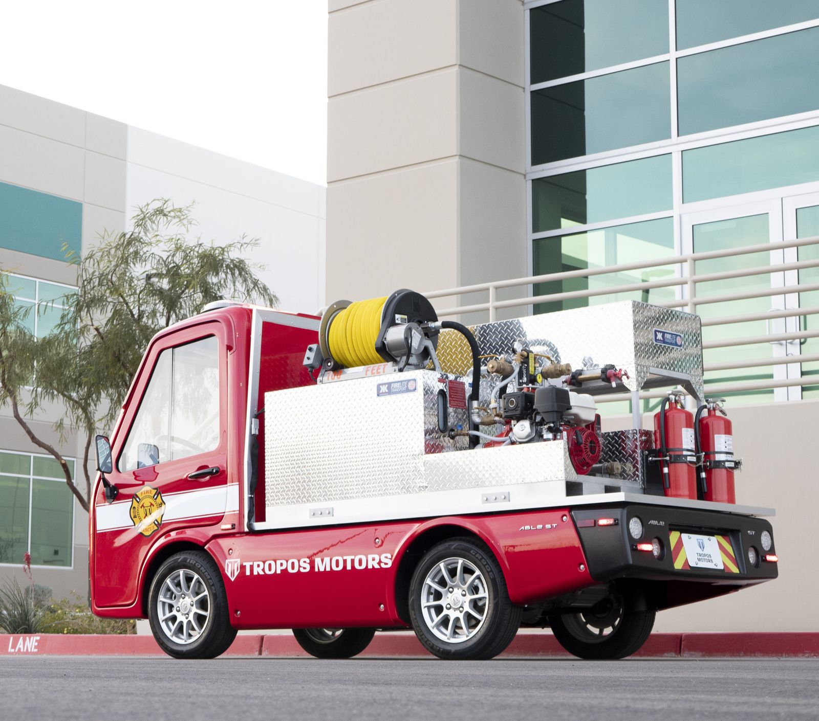 Compact electric fire truck concept unveiled by Panasonic, Tropos Motors